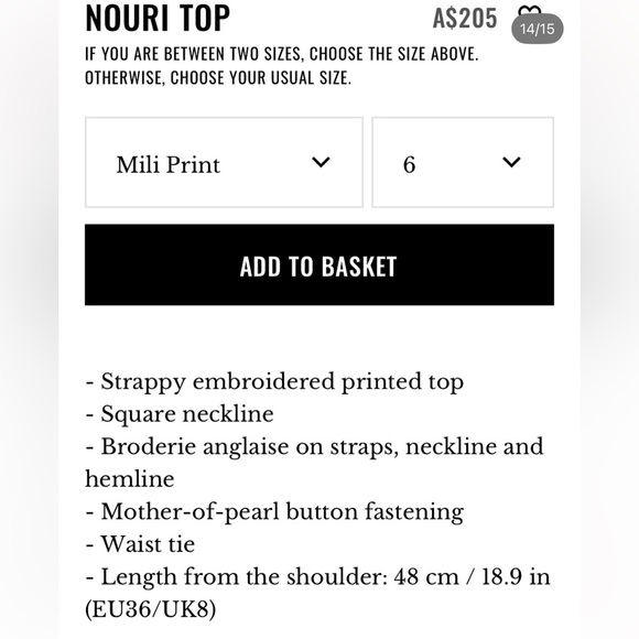 Sezane Nouri Top Mili Print - Size 4 - Picture 3 of 6